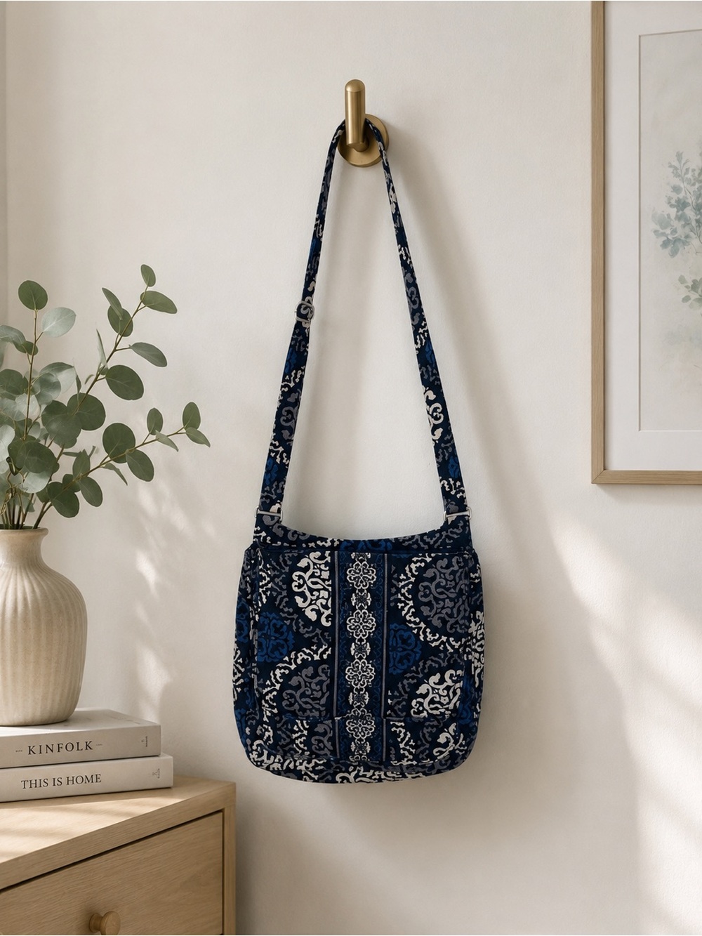 Vera Bradley Blue & White Quilted Crossbody Shoulder Bag Adjustable Strap